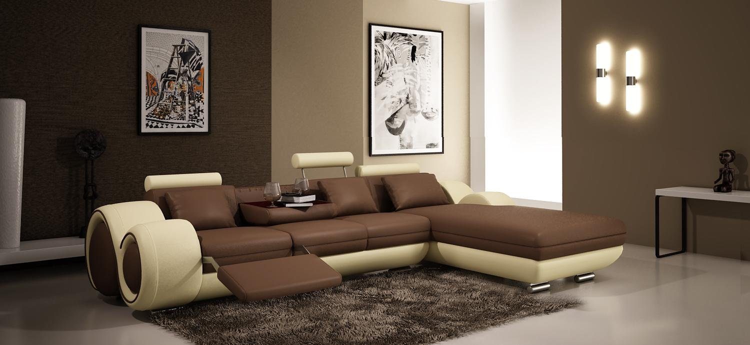 JVmoebel Ecksofa, Multifunktions Leder Sitz Sofa Leder Polster Couch 4085 Wohnzimmer