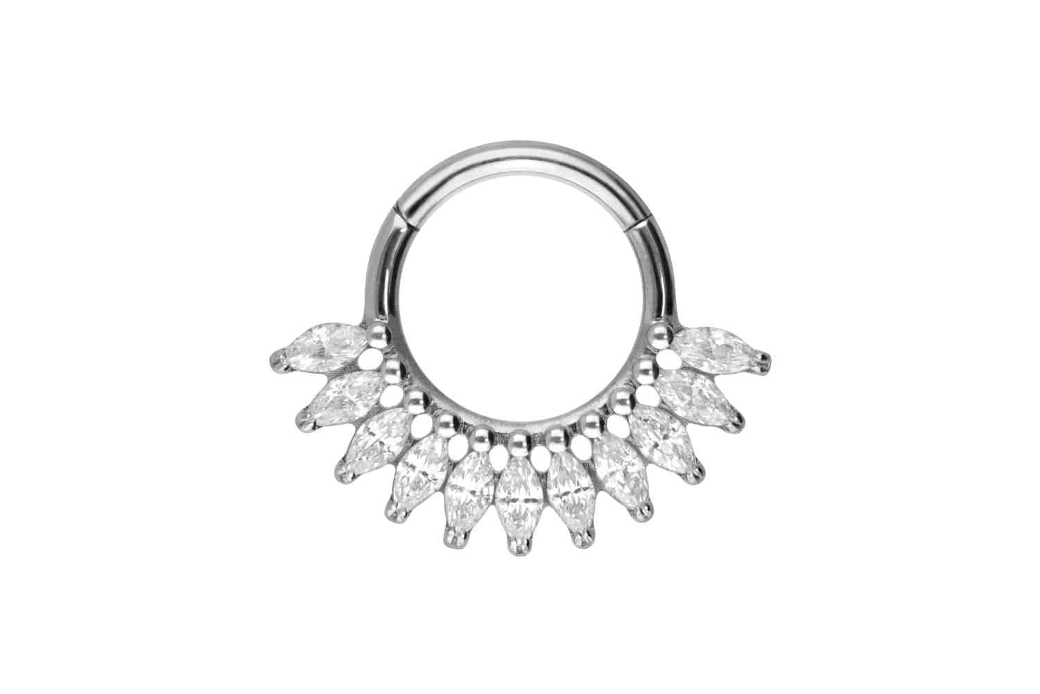 Piercing-Set Titan Segmentring Clicker KRISTALLFÄCHER