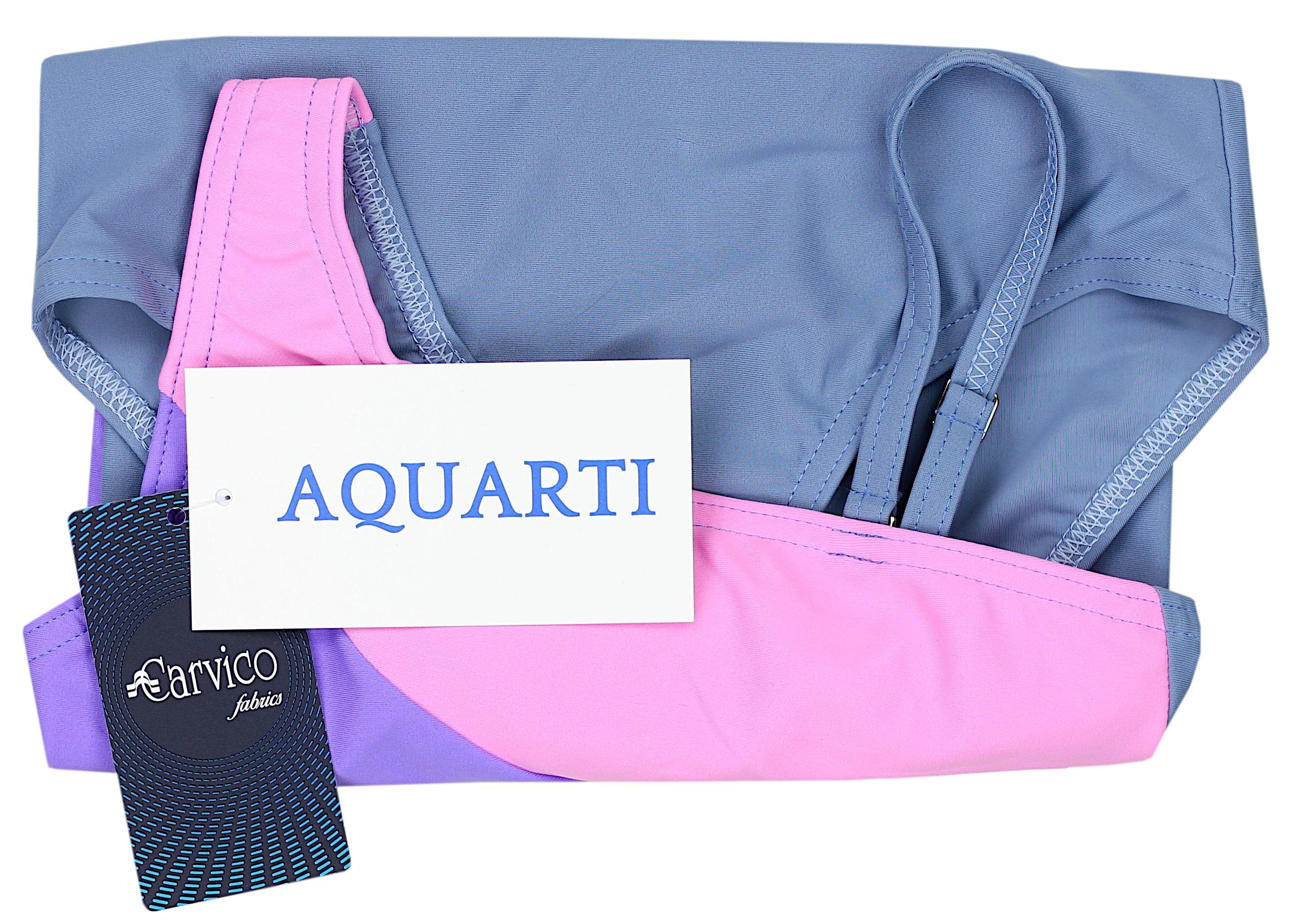 Aquarti Badeanzug Aquarti Violett mit / Grau Mädchen Streifen Spaghettiträgern / Rosa Badeanzug 032B