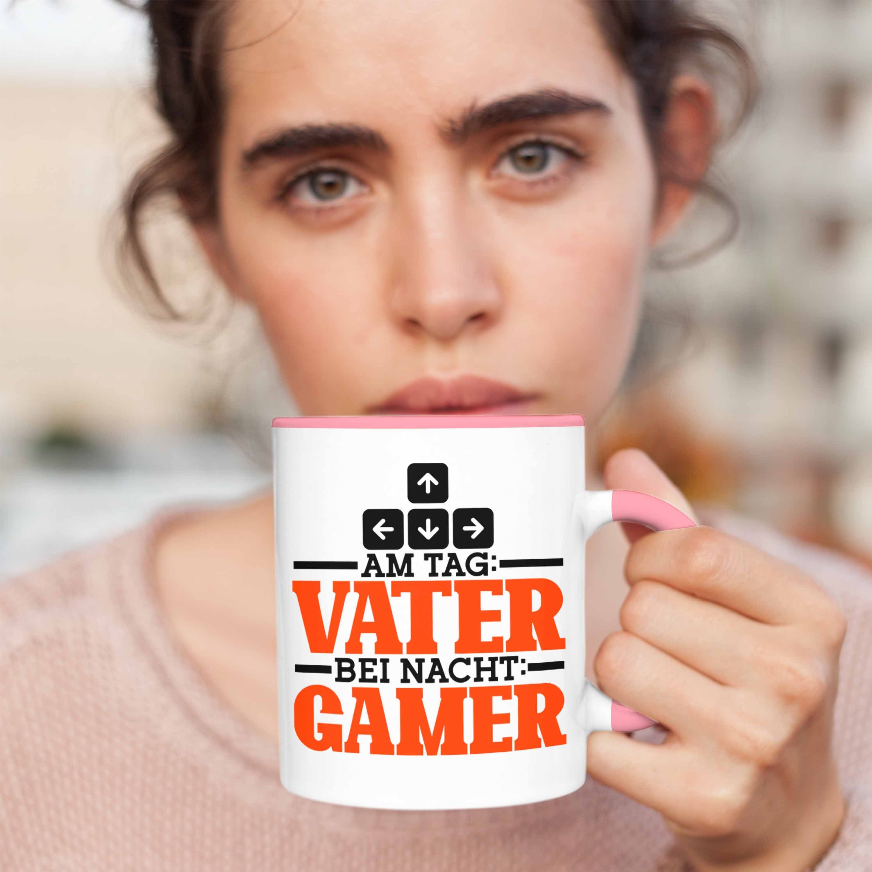 Lustiges Tag Tasse Geschenk für Bei Nacht Gamer" Vatertag Tasse Ga "Am Trendation Rosa Vater