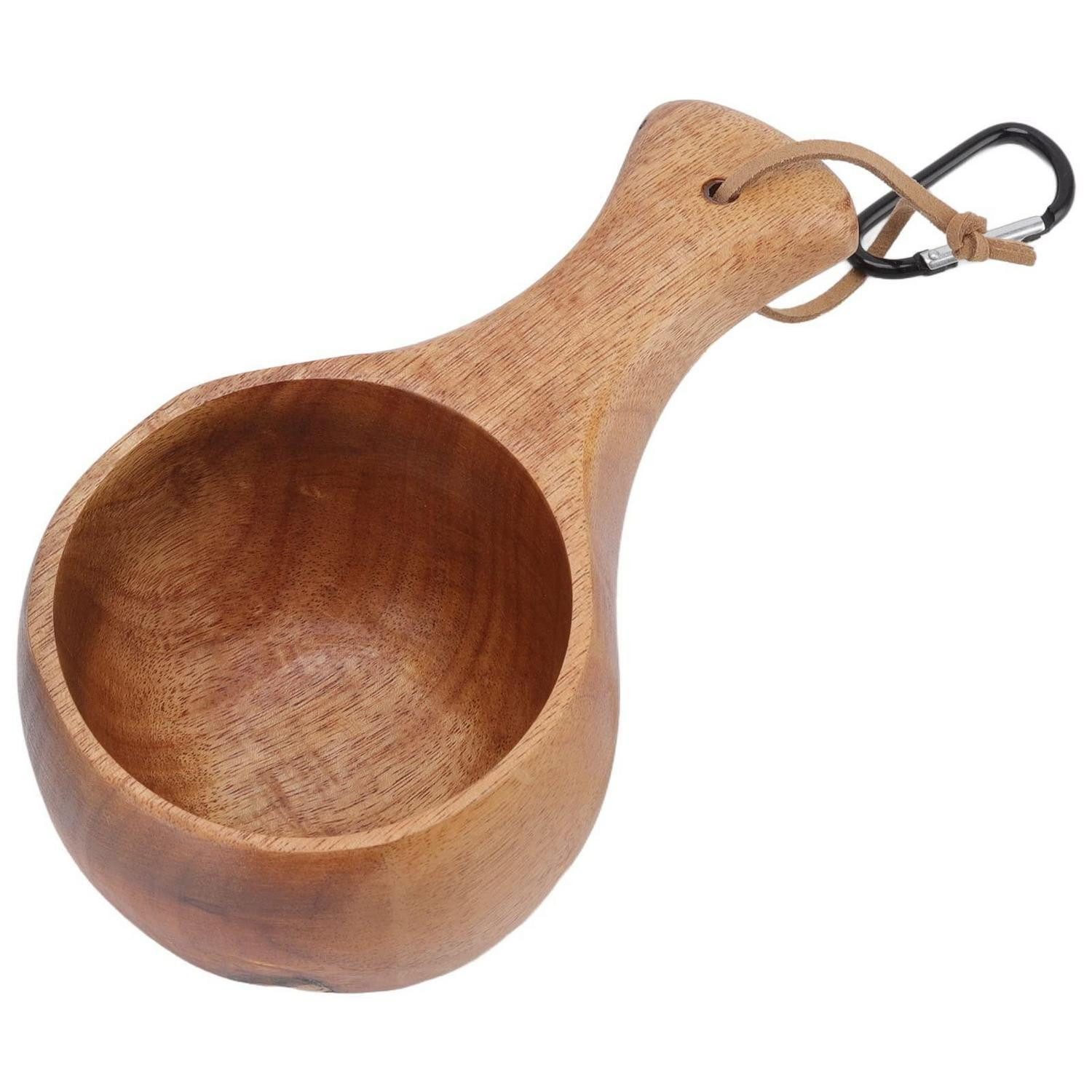LuxusKollektion Becher Holztasse Camping Reise Becher - Olivenholz mit Lanyard, Holz