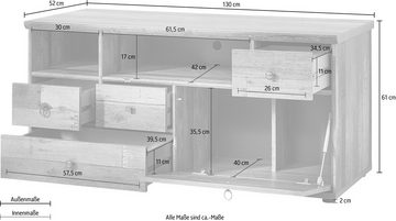 Innostyle TV-Board BONANZA (1 St), 4 Schubladen, 1 Klappe, 2 Fächer, 1 Kabeldurchlass, ABS Kantenschutz