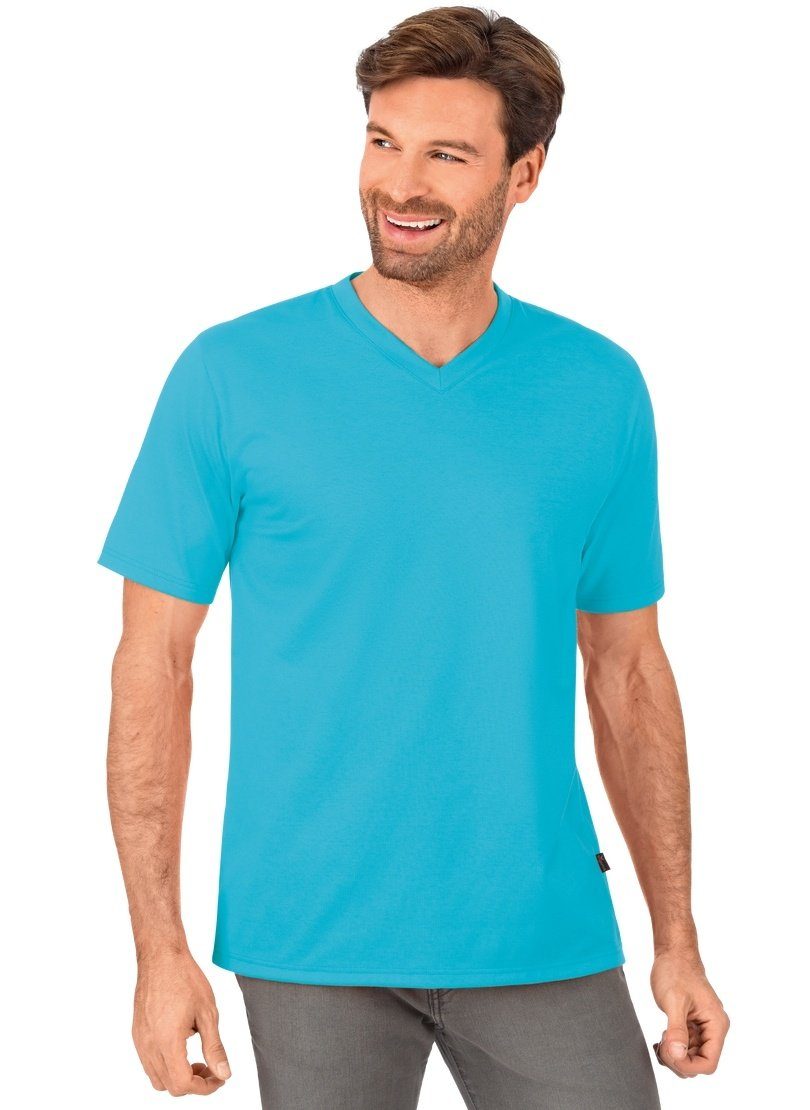 Trigema T-Shirt TRIGEMA DELUXE Baumwolle V-Shirt azur