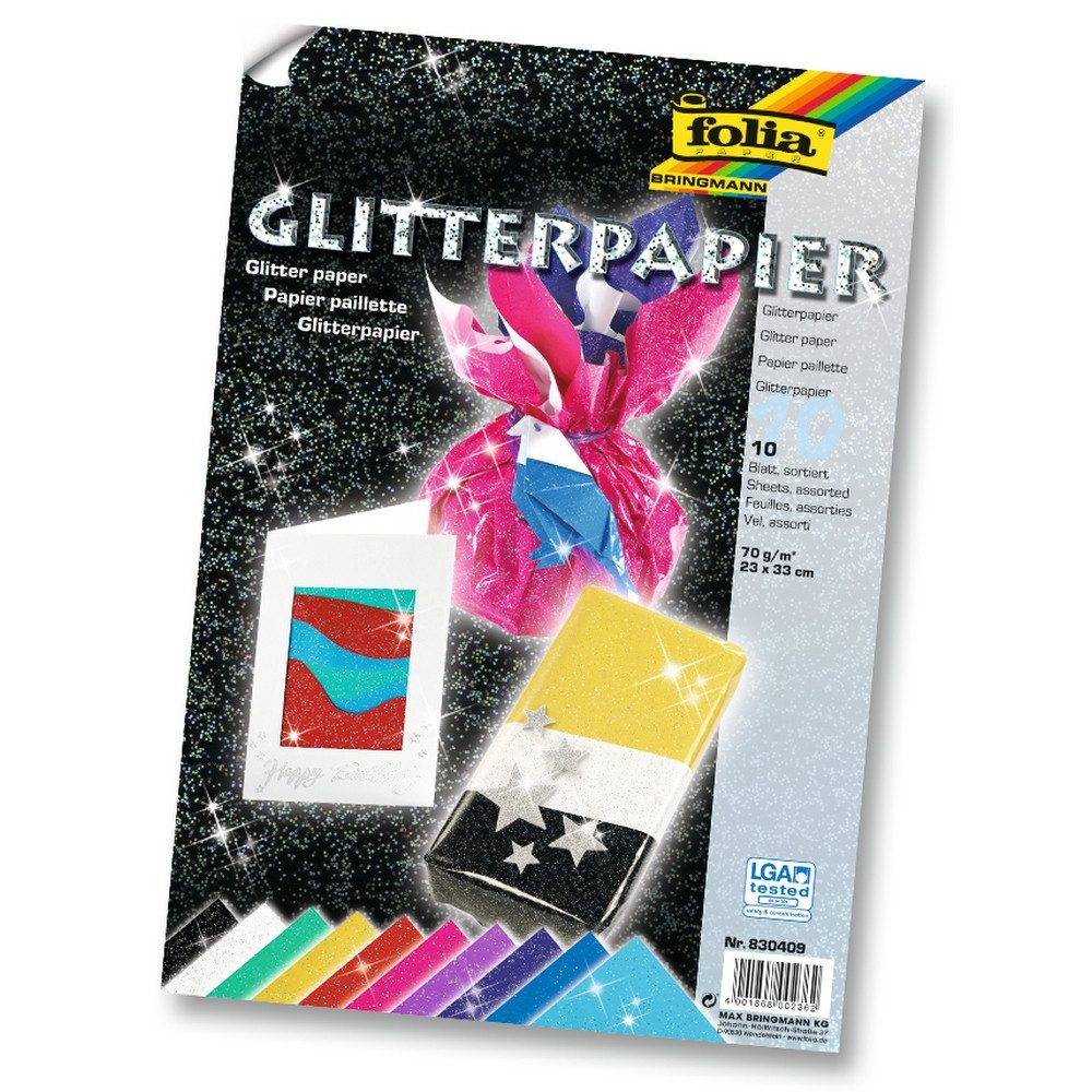 Folia Max Bringmann KG Designpapier folia Glitterpapier 70g/m² 23x33cm 10 Blatt