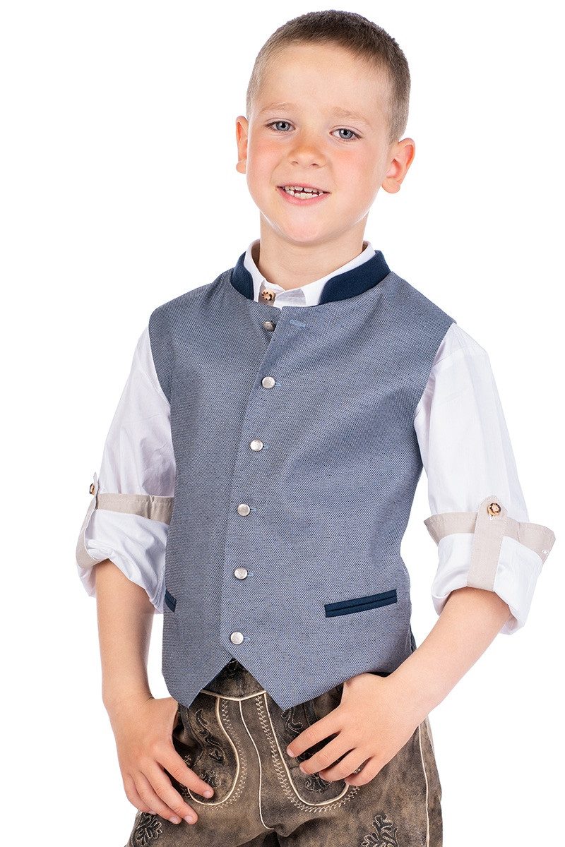 Isar-Trachten Trachtenjacke Kinderweste - Arthur - blau