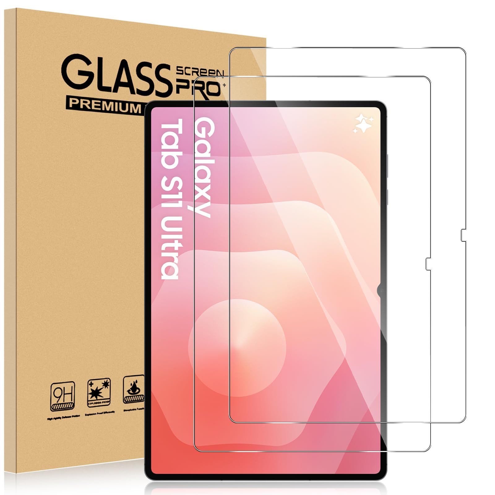 Forrlite Displayschutzfolie Panzerglas für Samsung Galaxy Tab S11 Ultra 14,6 Zoll, [2 Stück], 9H Härte Gehärtetes Glas Displayschutz Schutzfolie, Blasenfrei, Anti-Kratzer Displayschutzfolie, Kompatibel mit Galaxy Tab S11 Ultra (SM-X930 / SM-X936B)