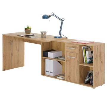 CARO-Möbel Eckschreibtisch DIEGO, Winkelschreibtisch Bürotisch Schreibtisch mit Regal