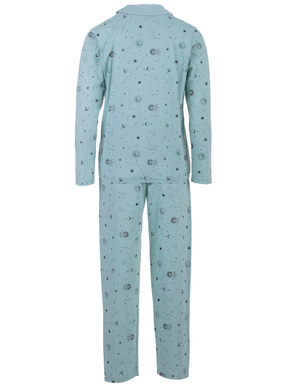 Langarm Pyjama Mond Set Sterne - zeitlos Schlafanzug bordeaux