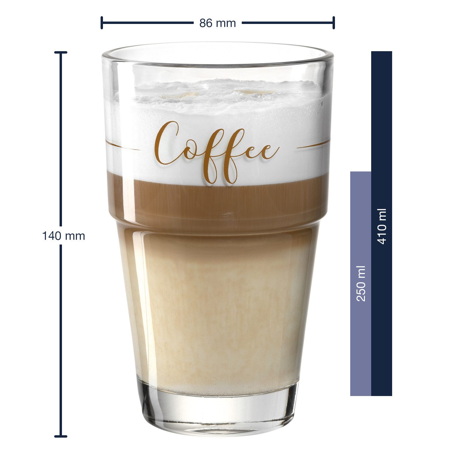 LEONARDO Latte-Macchiato-Glas, Kalk-Natron Glas, Spülmaschinengeeignet