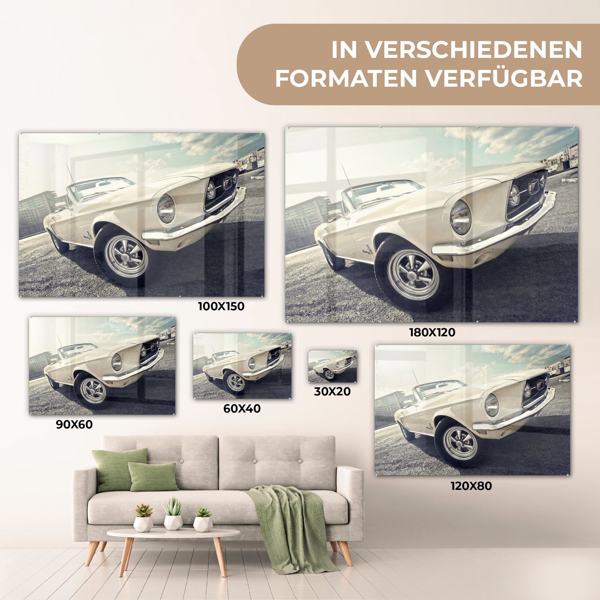 MuchoWow Acrylglasbild Autos - & - Wohnzimmer St), Berlin, Schlafzimmer Mustang (1 Acrylglasbilder