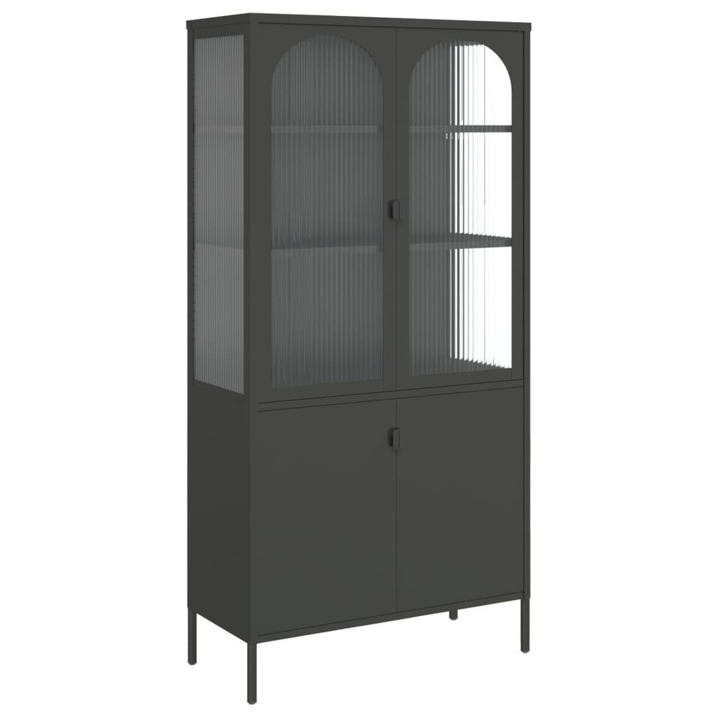 vidaXL Highboard Highboard Schwarz 90x40x180 cm Glas und Stahl