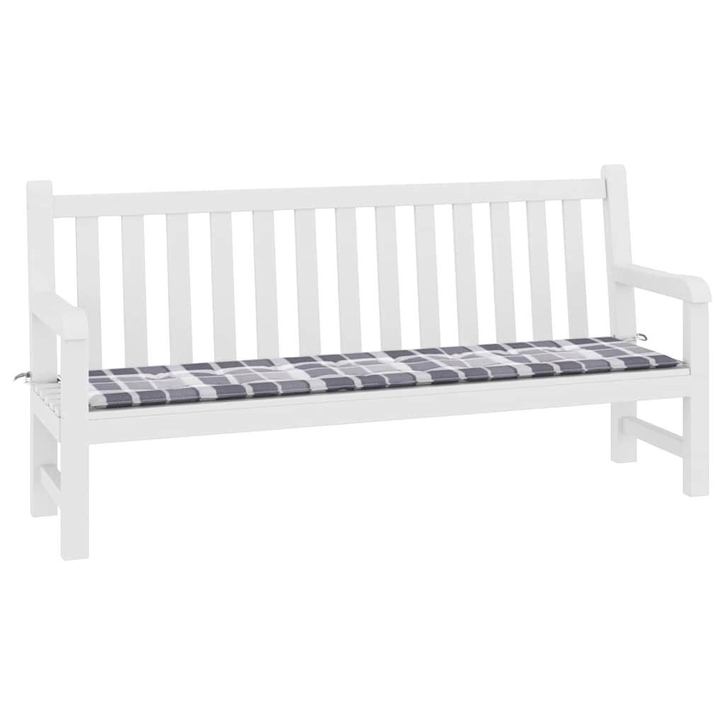 vidaXL Sitzauflage Gartenbank-Auflage Grau Karomuster 200x50x4 günstig online kaufen