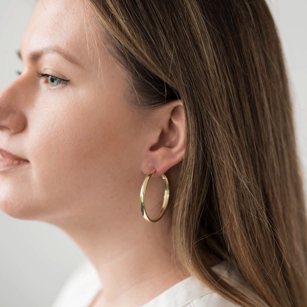 Materia Paar Creolen Damen Gold breit Ø40mm SO-356, Sterlingsilber, vergold günstig online kaufen