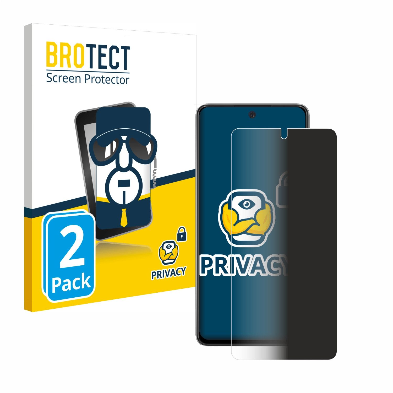 BROTECT Displayschutzfolie Sichtschutzfolie für Samsung Galaxy A52s 5G, 2 Stück, Anti-Spy Privacy Sichtschutz Blickschutzfolie Blaulicht-Schutz