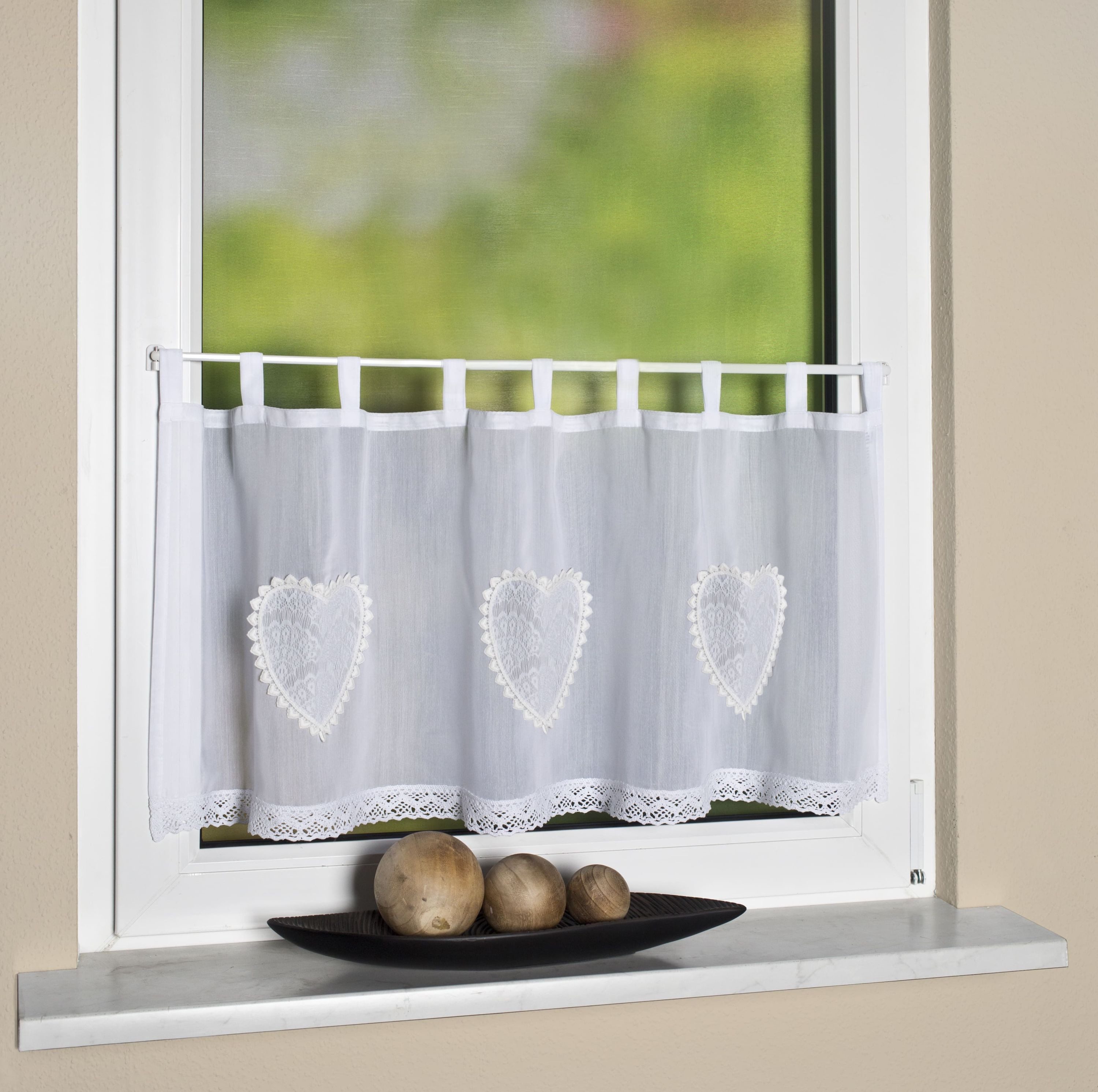 HOME WOHNIDEEN Vorhang 52417 CORAZON, Cafehaus, Batist mit Häkelborte (1 St), Multifunktionsband, halbtransparent, Polyester