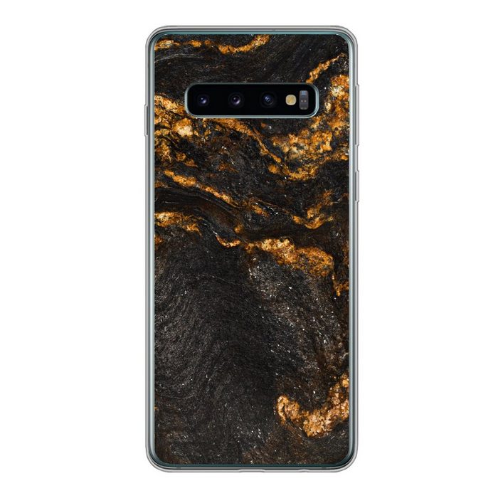 MuchoWow Handyhülle Marmor - Limette - Schwarz - Gold - Marmoroptik - Luxus Phone Case Handyhülle Samsung Galaxy S10 Silikon Schutzhülle