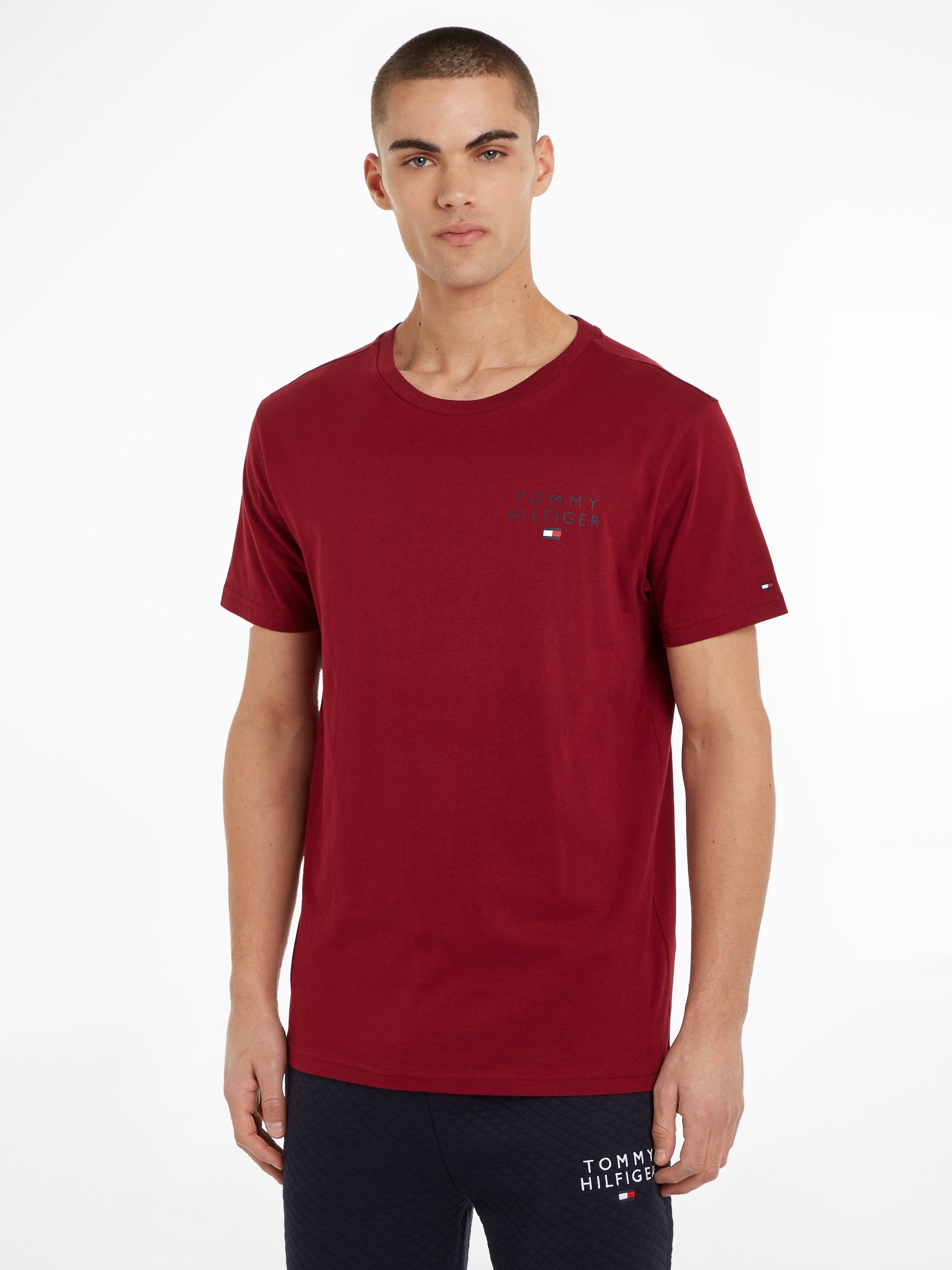 Tommy Hilfiger Underwear T-Shirt CN SS TEE LOGO mit Markenlabel auf der Brust Rouge