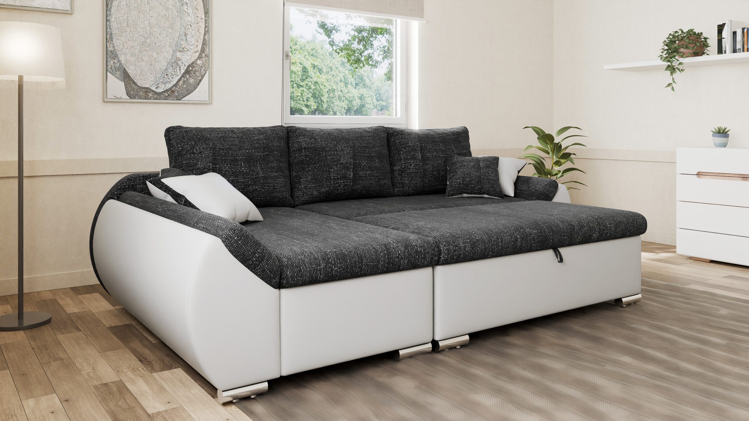 MOEBLO Ecksofa ALEX, L-Form mit Hocker günstig online kaufen