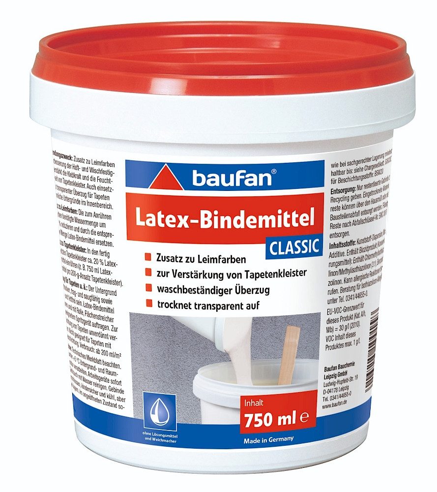baufan® Haftgrund Latex-Bindemittel classic, 750 ml, transparent, seiden-glänzend, für Tapeten-Versiegelung