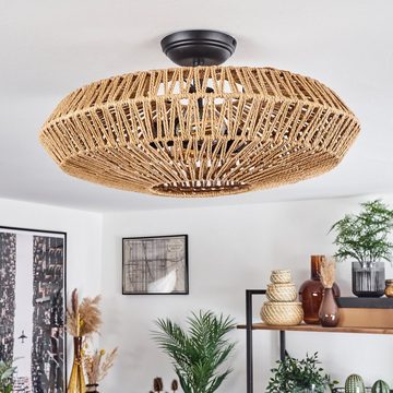 hofstein Deckenleuchte »Alvi« moderne Deckenlampe aus Metall/Rattan in Schwarz/Natur, ohne Leuchtmittel, Leuchte im modernen Design mit Lichteffekt, ø52cm, 1xE27