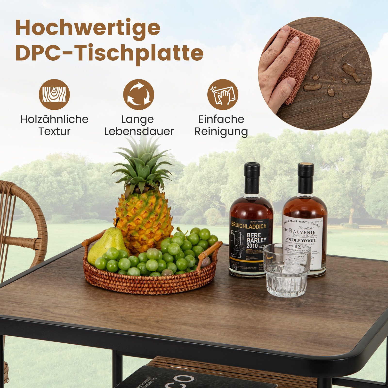 COSTWAY Balkonset, (3-tlg), Gartenmöbel Set, Essgruppe, günstig online kaufen