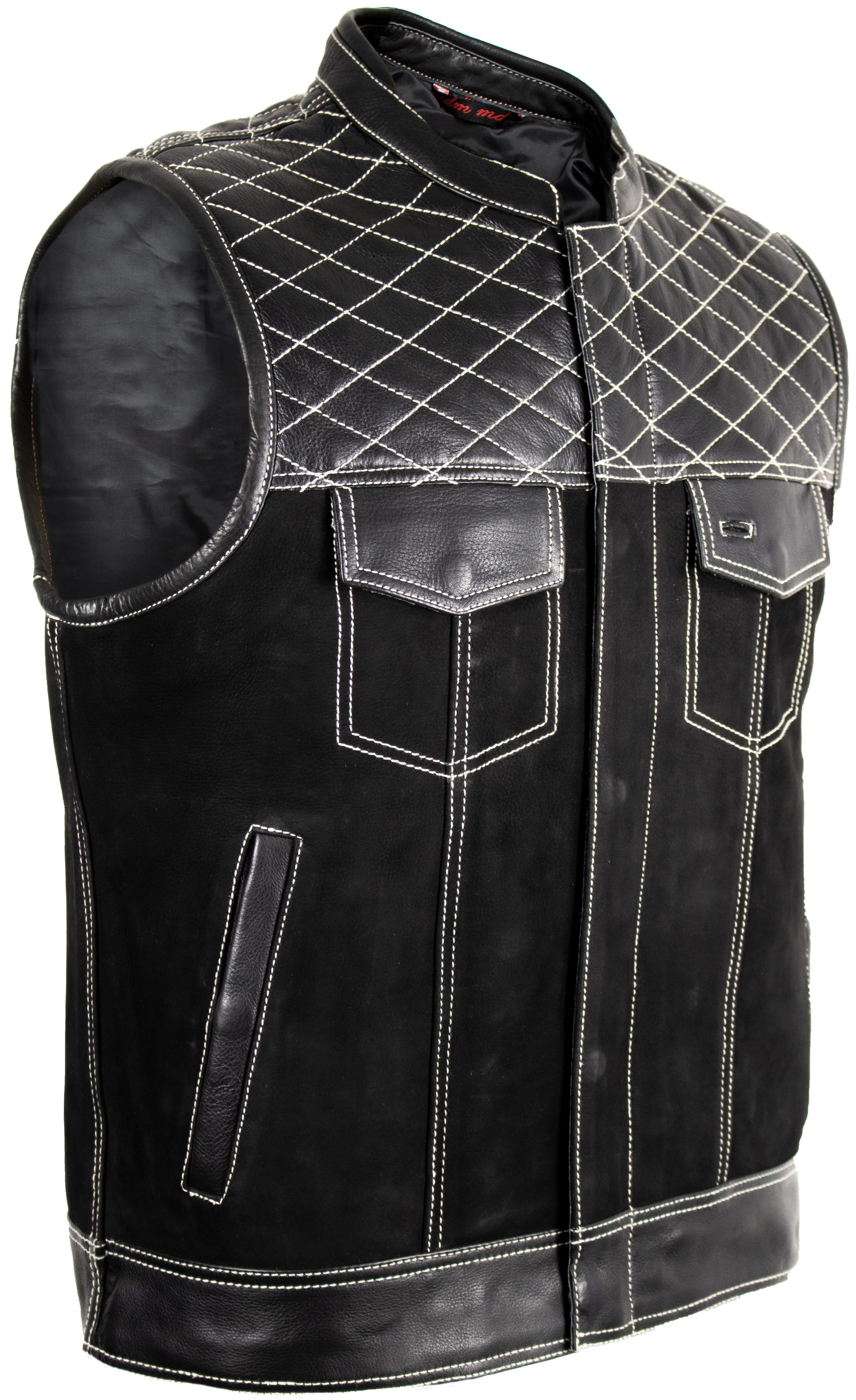 MDM Lederweste Custom Biker Lederweste Nubuk günstig online kaufen