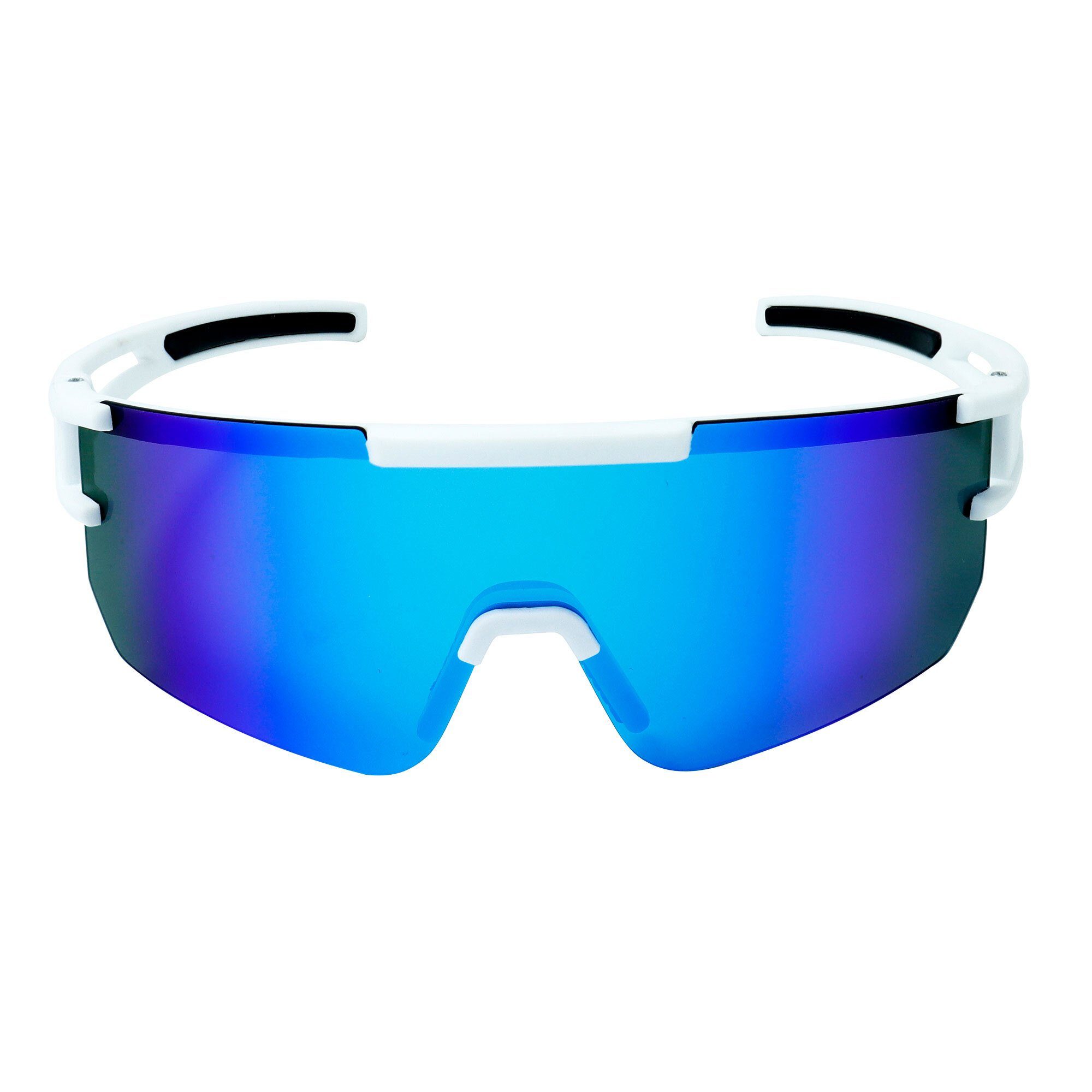 YEAZ Sportbrille SUNSPARK Sport-Sonnenbrille Bright White/Blue, Guter Schutz bei optimierter Sicht