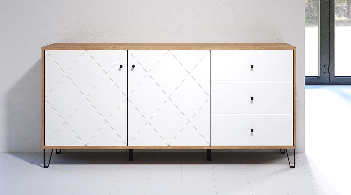 trendteam Sideboard Sideboard Touch groß, Artisan Eiche / weiß
