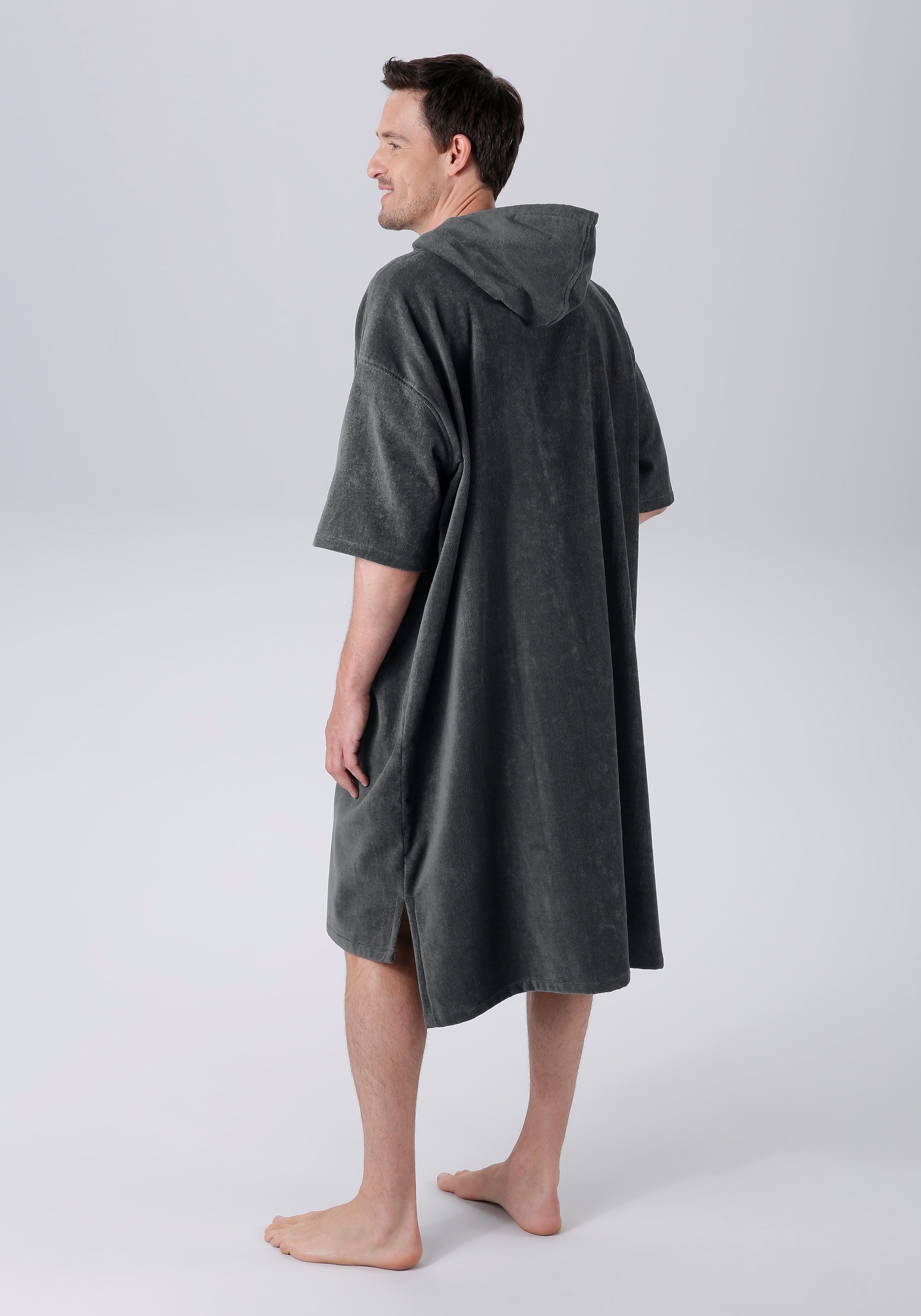 KangaROOS Badeponcho Summer, ideal für Sauna, Spa & im Urlaub, Damen & Herren, Midilänge, Baumwolle, Kapuze, ohne, Surfponcho, mit Bauchtasche, 100% Baumwolle, Frottee