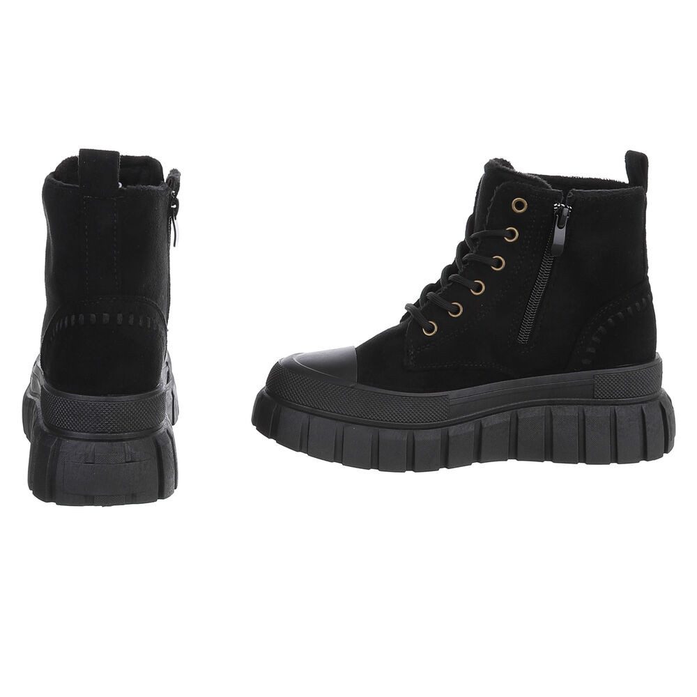 Ital-Design Damen Plateau Schnürstiefel mit Chunky-Sohle Schnürstiefelette (92002653) Keilabsatz/Wedge Stiefeletten in Schwarz – Bild 5 von 5