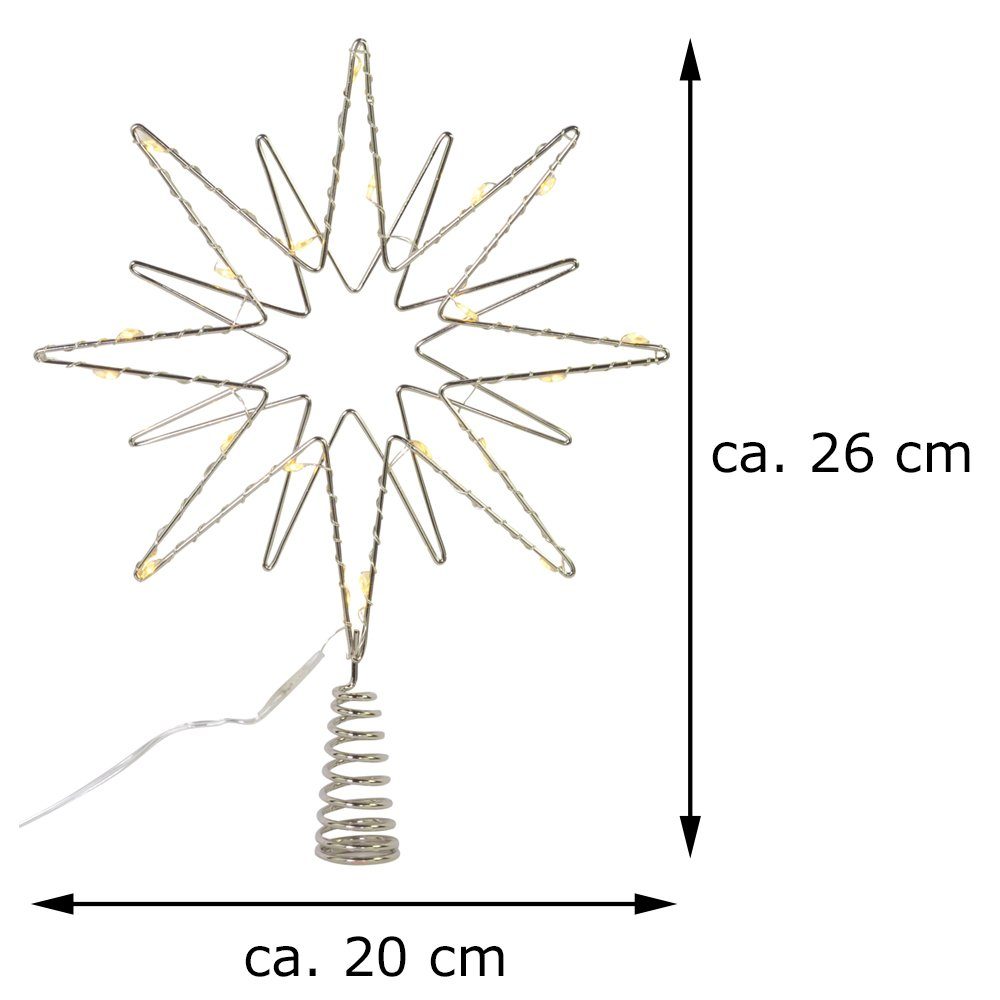 RIFFELMACHER & WEINBERGER Christbaumspitze Stern mit LED Beleuchtung 17753, 18 x 29 cm - Weihnachtsbaumschmuck (1-tlg)