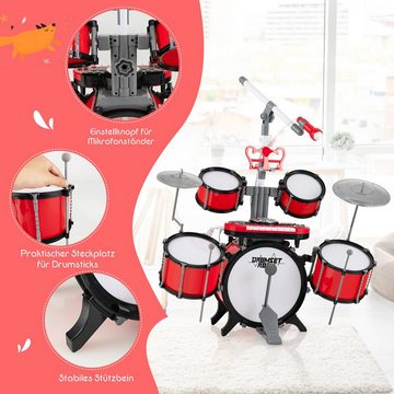 COSTWAY Kinderschlagzeug Drum, mit Keyboard&Hocker&Mikrofon¬enständer
