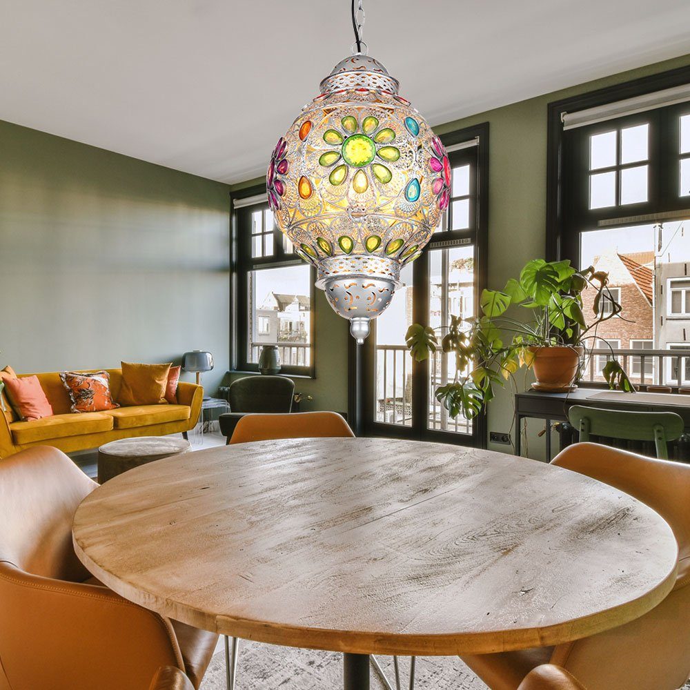 GLOBO LIGHTING LED Pendelleuchte, Leuchtmittel inklusive, Warmweiß, LED Esszimmerlampe Hängelampe Wohnzimmerlampe Kristalle bunt