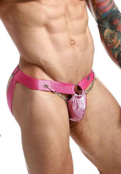 MOB Eroticwear String DNGEON Snap Jockstrap glänzend mit Ketten - pink