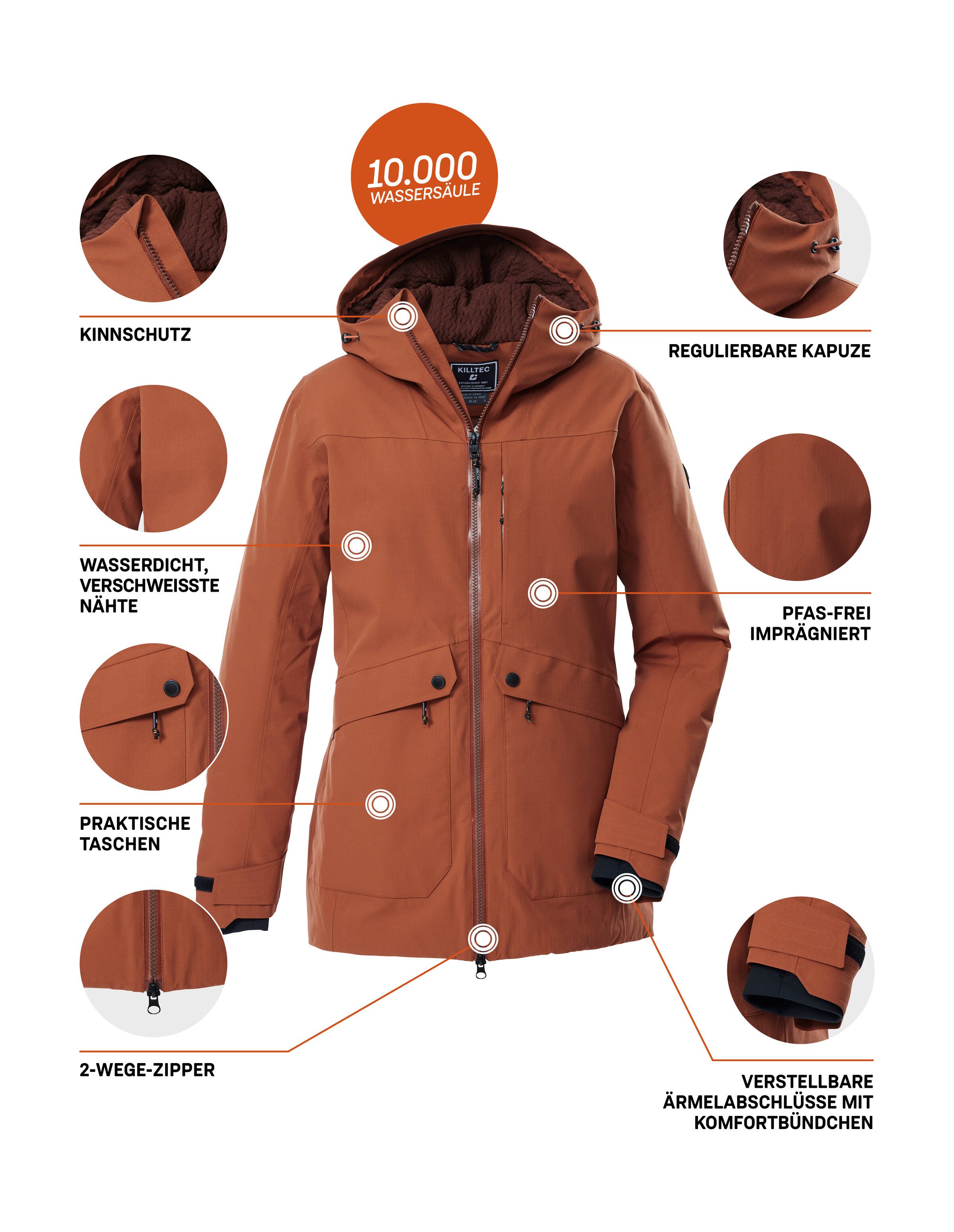Killtec Parka KOW 16 WMN PRK Wasser- u. winddichter Damen Funktionsparka mit hoher Atmungsaktivität