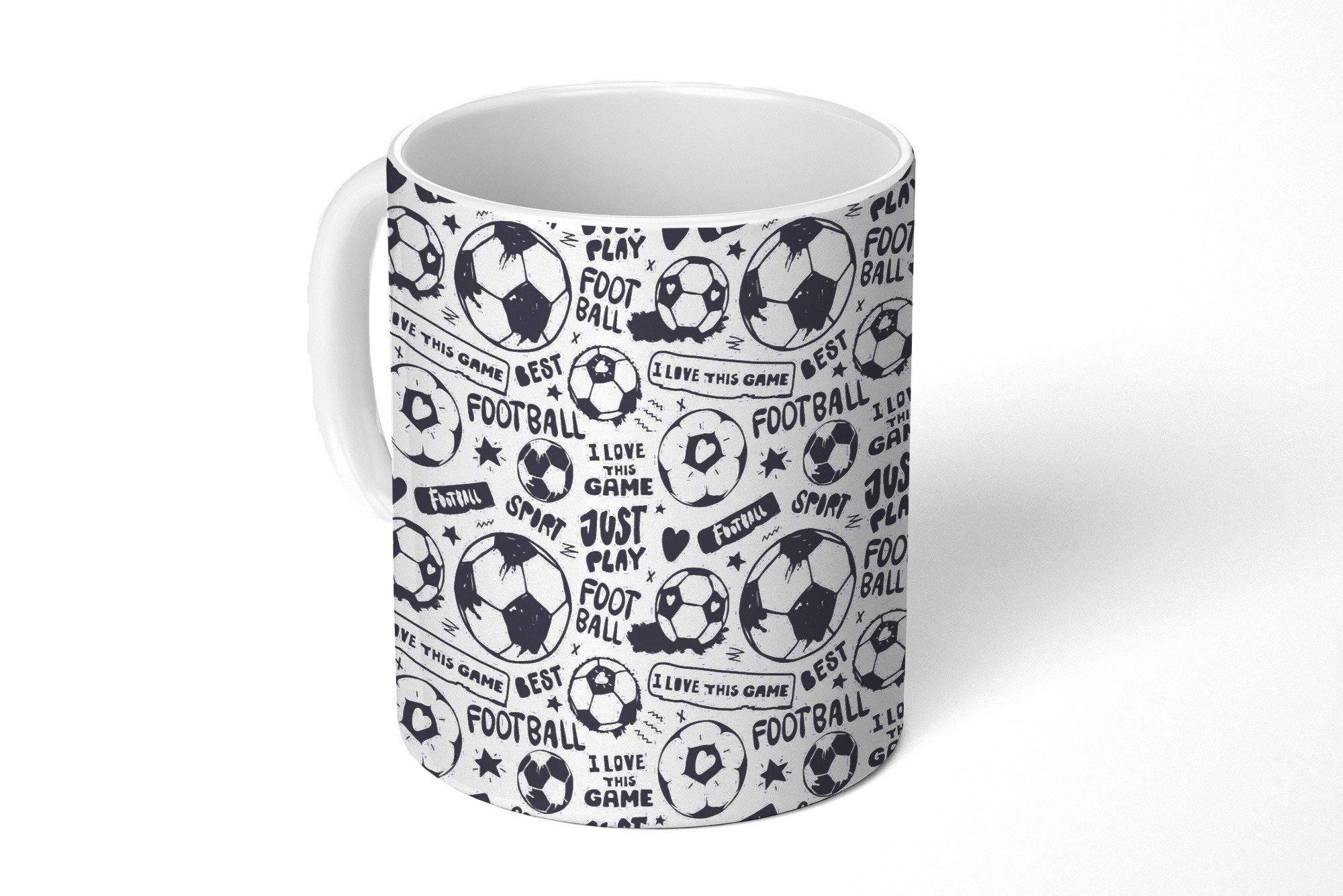 MuchoWow Tasse Fußball - Sport - Zitate - Muster, 1-tlg., Keramik, Kaffeetassen, Teetasse, Becher, Kaffeebecher, Geschenk