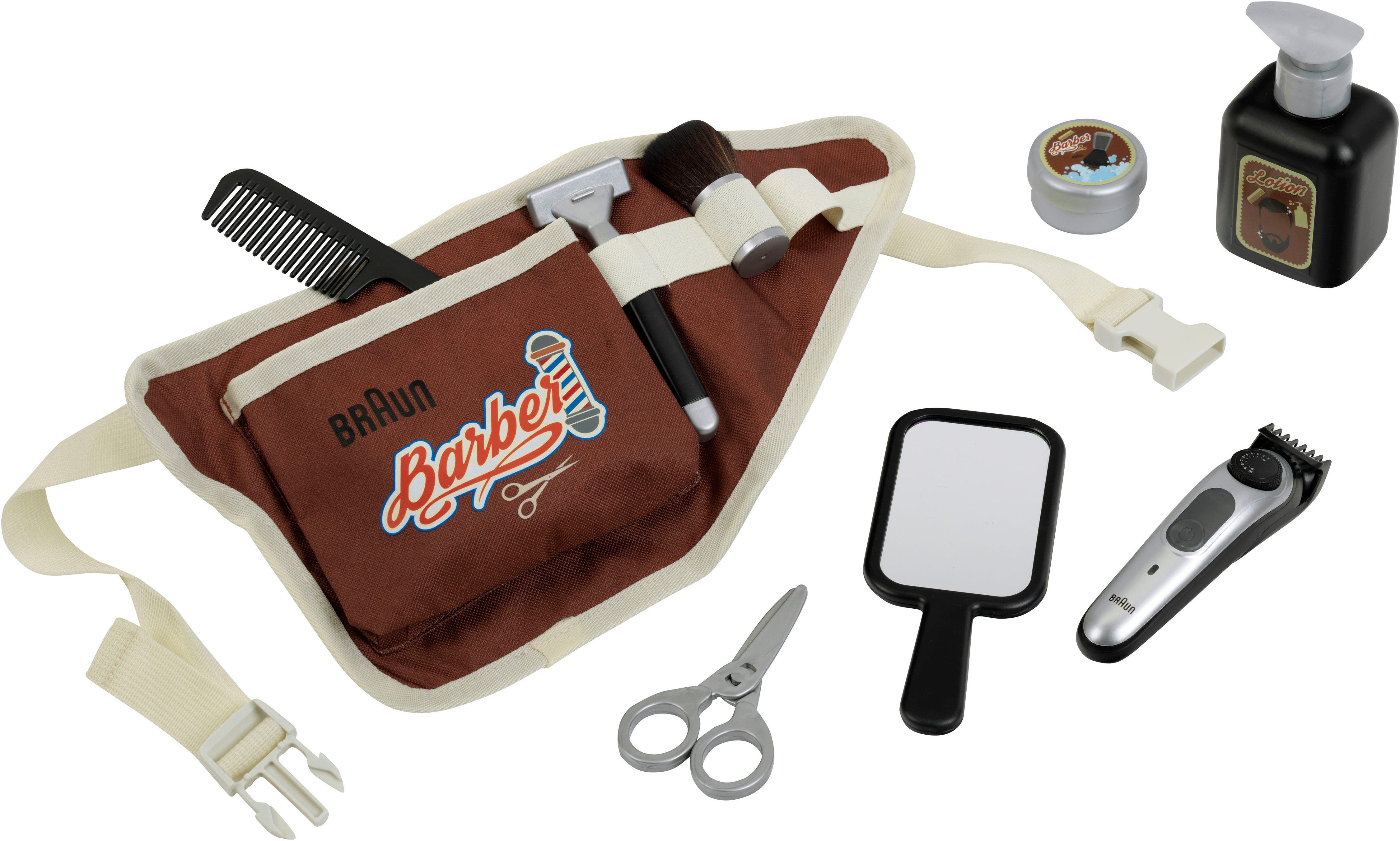 Klein Spielzeug-Frisierkoffer Braun, Barbergürtel mit Zubehör günstig online kaufen