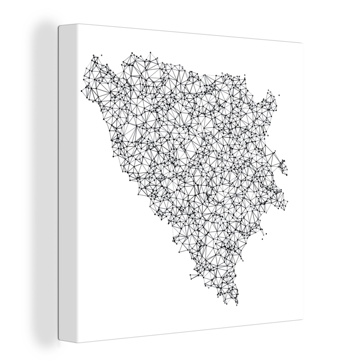 OneMillionCanvasses® Leinwandbild Schwarz-Weiß-Abbildung von Bosnien und Herzegowina, (1 St), Leinwand Bilder für Wohnzimmer Schlafzimmer