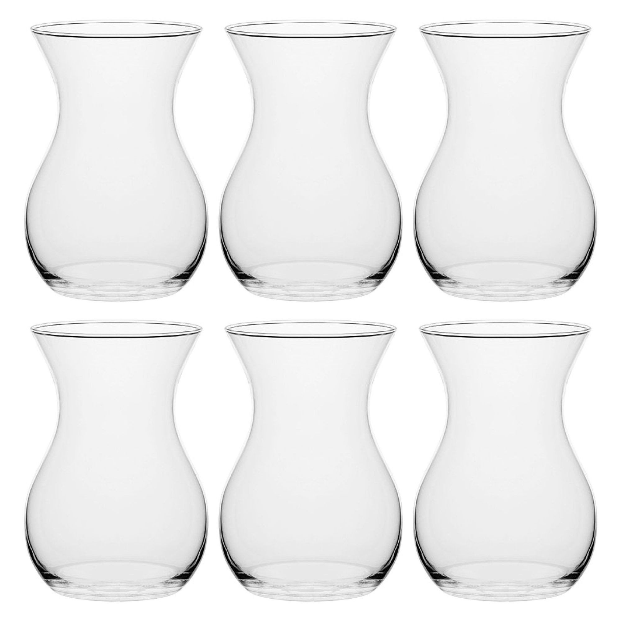 Sandra Rich Dekovase Glasvase „Belly“ 6er Set 18 x 12cm – Blumenvasen aus Glas - 6 Stück