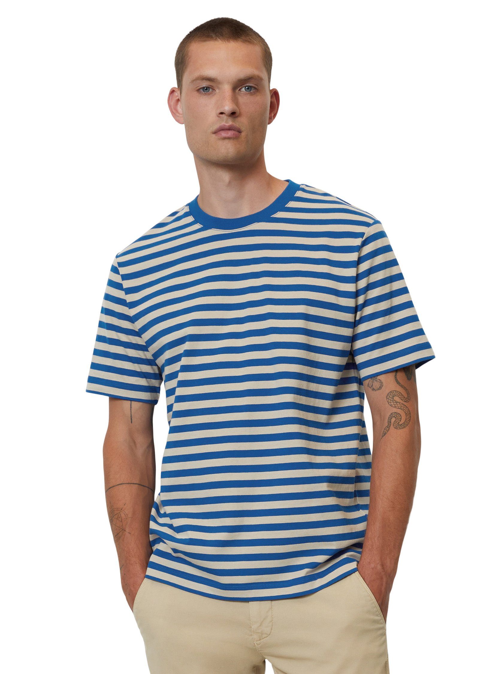 Marc O'Polo T-Shirt in schwerer Heavy-Jersey-Qualität blau