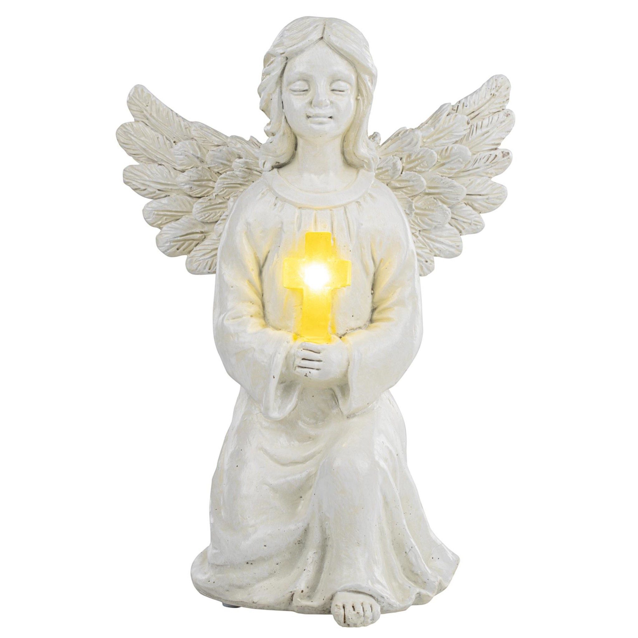 Meinposten Engelfigur Gartendeko Solar Gartenfiguren Außen LED 22x16 Schutzengel Grab (1 St), Dekofigur