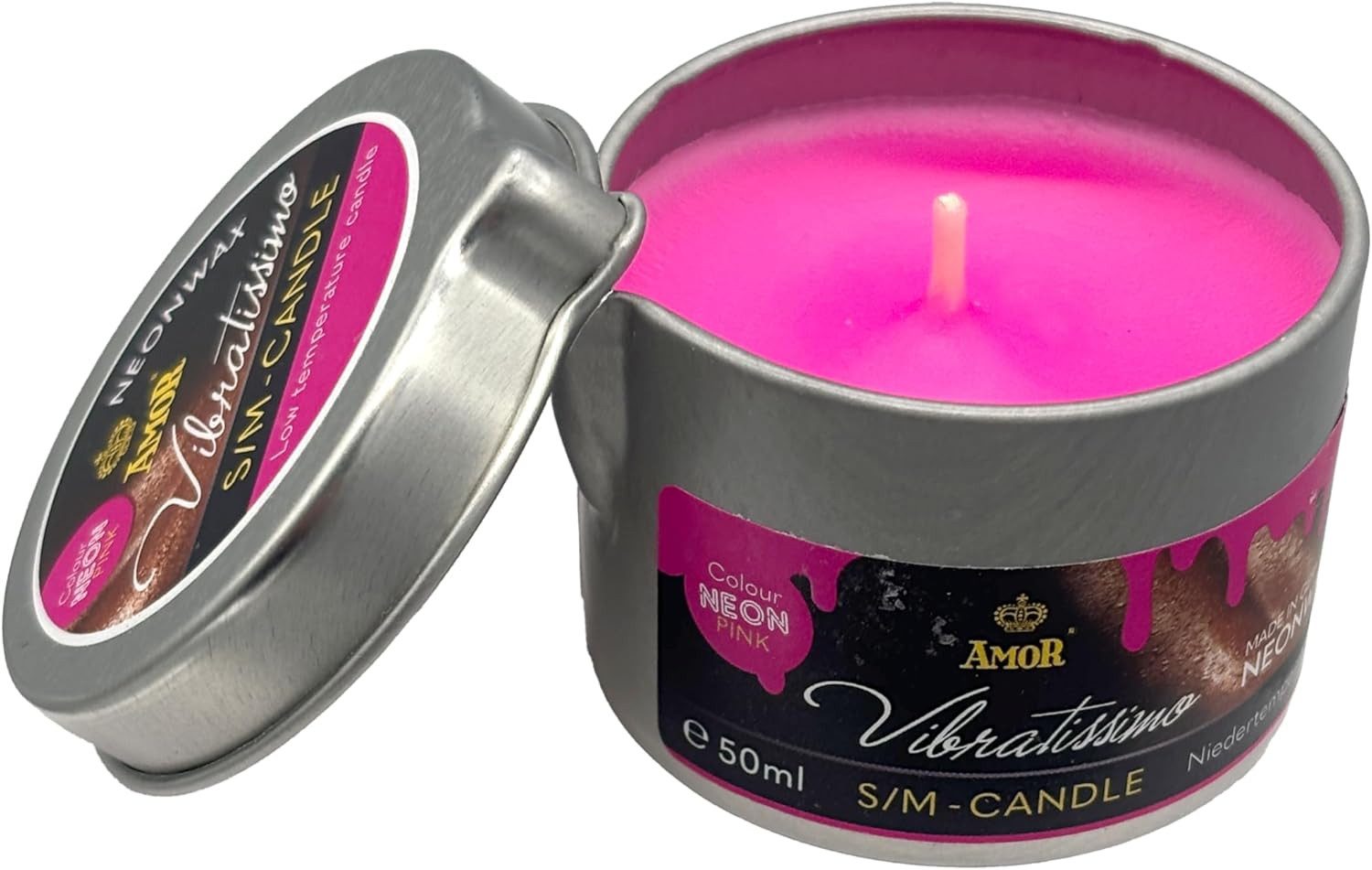 Vibratissimo Massagekerze S/M Kerze 50ml, Niedertemperaturkerze, verschiedene Farben für aufregende Momente