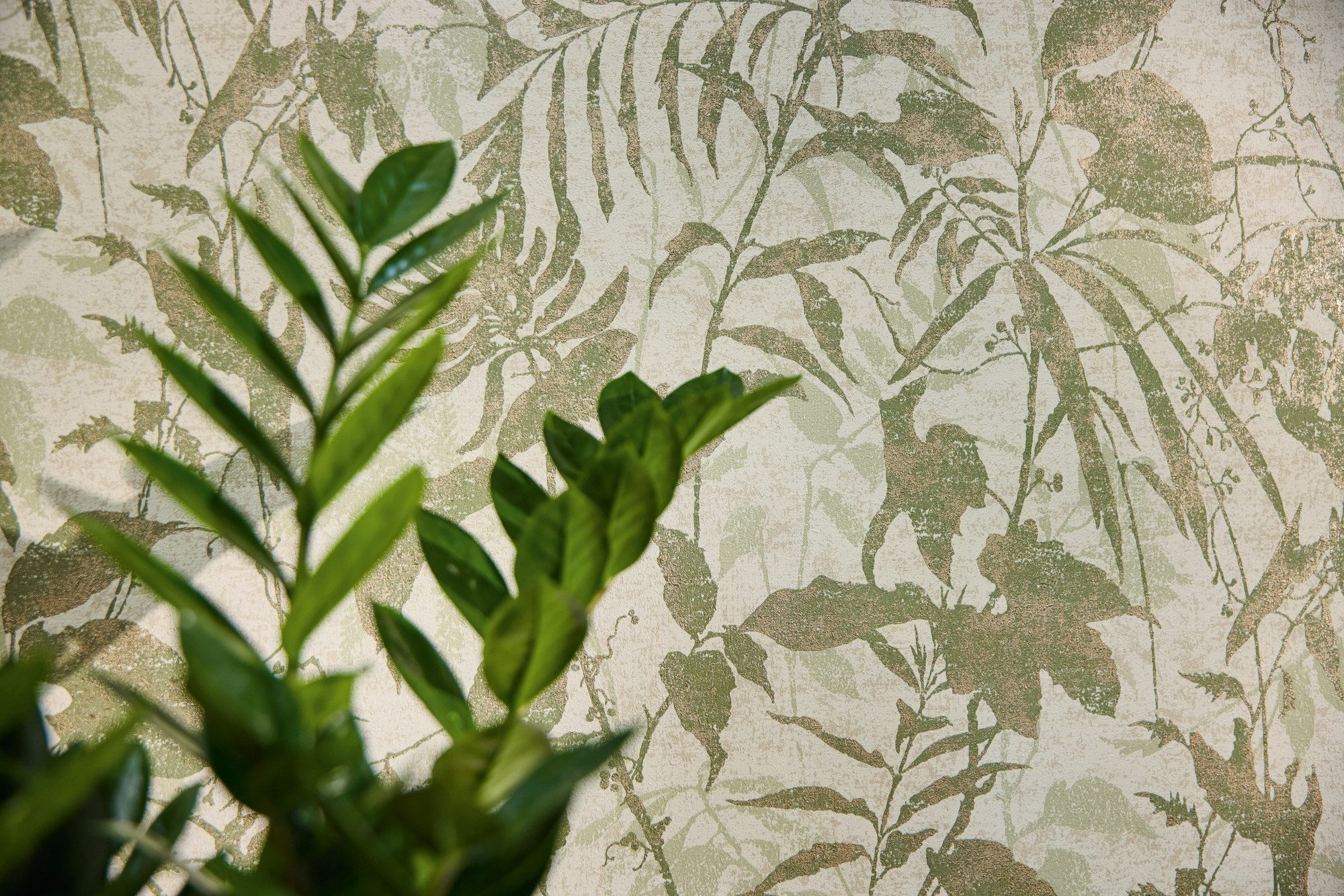 living walls Vliestapete Botanik-Tapete Natur Blättermuster strukturiert, strukturiert, botanisch, (1 St)