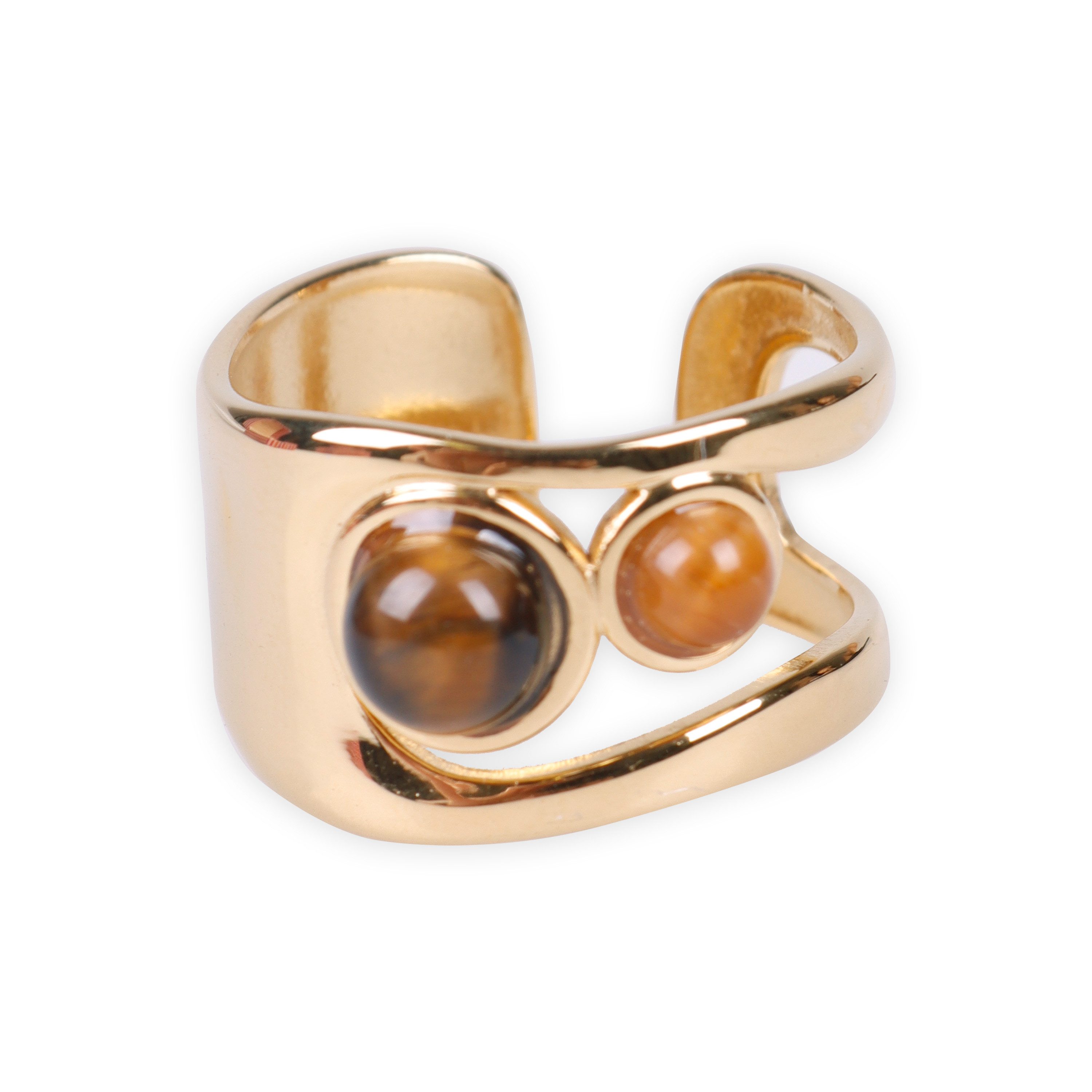 Capelli New York Schmuckset Bold Ring aus Edelstahl mit 18K Vergoldung mit Perlen