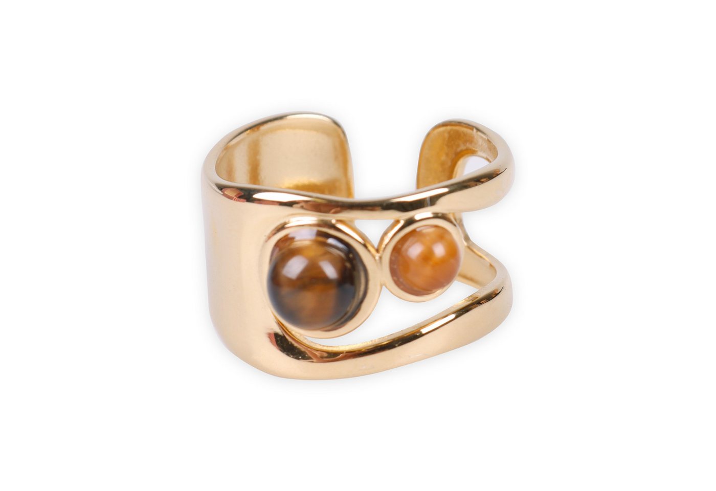 Capelli New York Schmuckset Bold Ring aus Edelstahl mit 18K Vergoldung mit Perlen