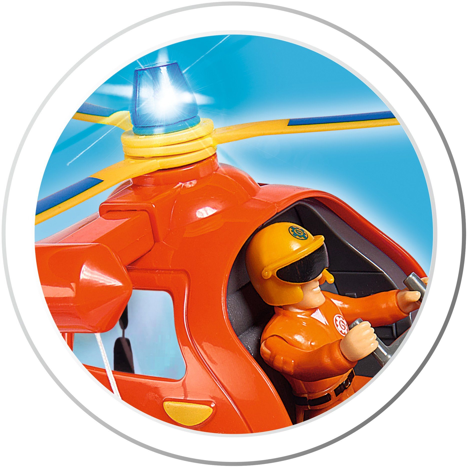 Sound- mit SIMBA Spielzeug-Hubschrauber Sam, Wallaby, Feuerwehrmann Lichteffekten und