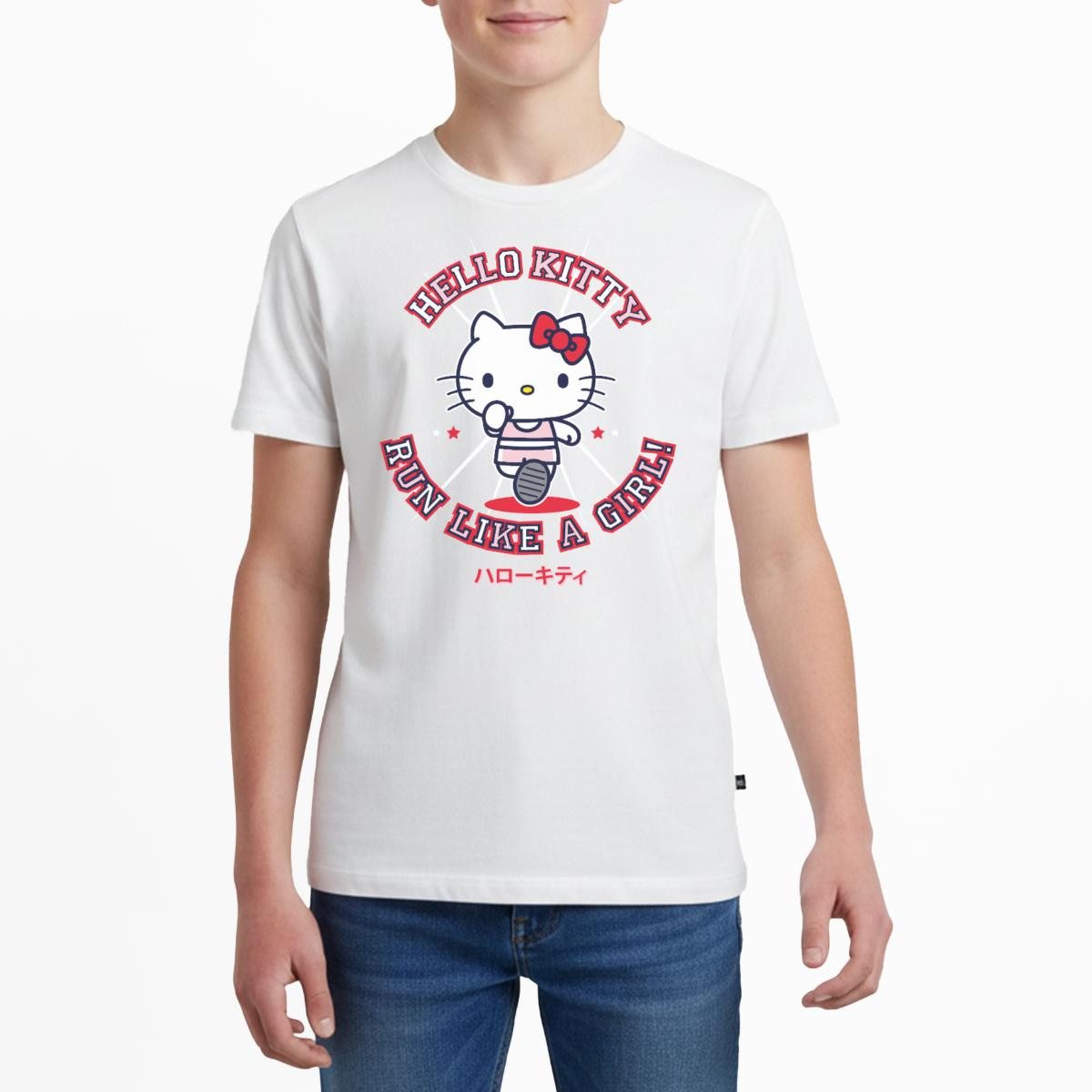 T-Shirt Hello Kitty Run Like A Girl Sport Teenager Premium T-Shirt