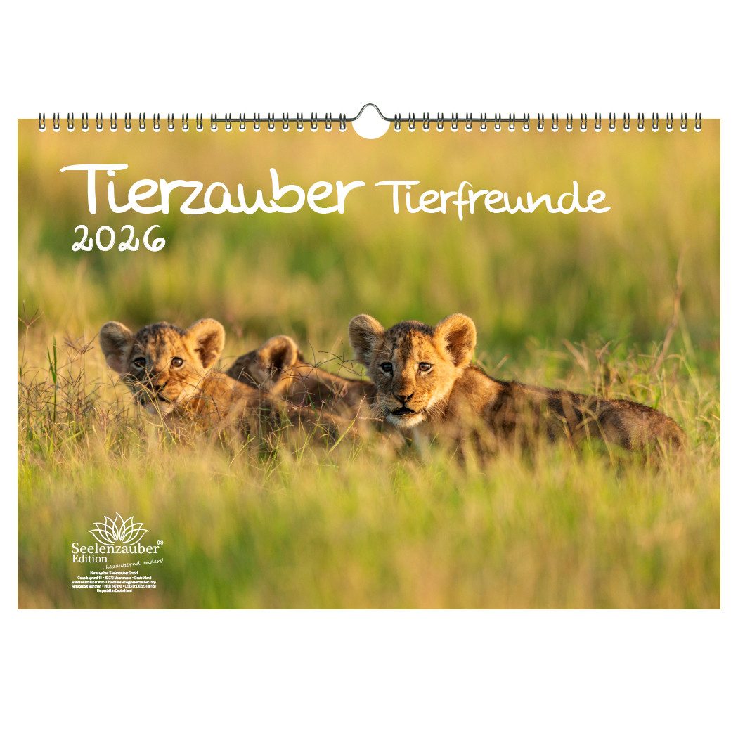 Seelenzauber Wandkalender Tierzauber Tierfreunde DIN A3 Kalender für 2026 Tiere Freundschaft