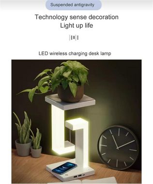 DOPWii Nachttischlampe Schwebende LED-Schreibtischlampe mit kabellosem Ladegerät