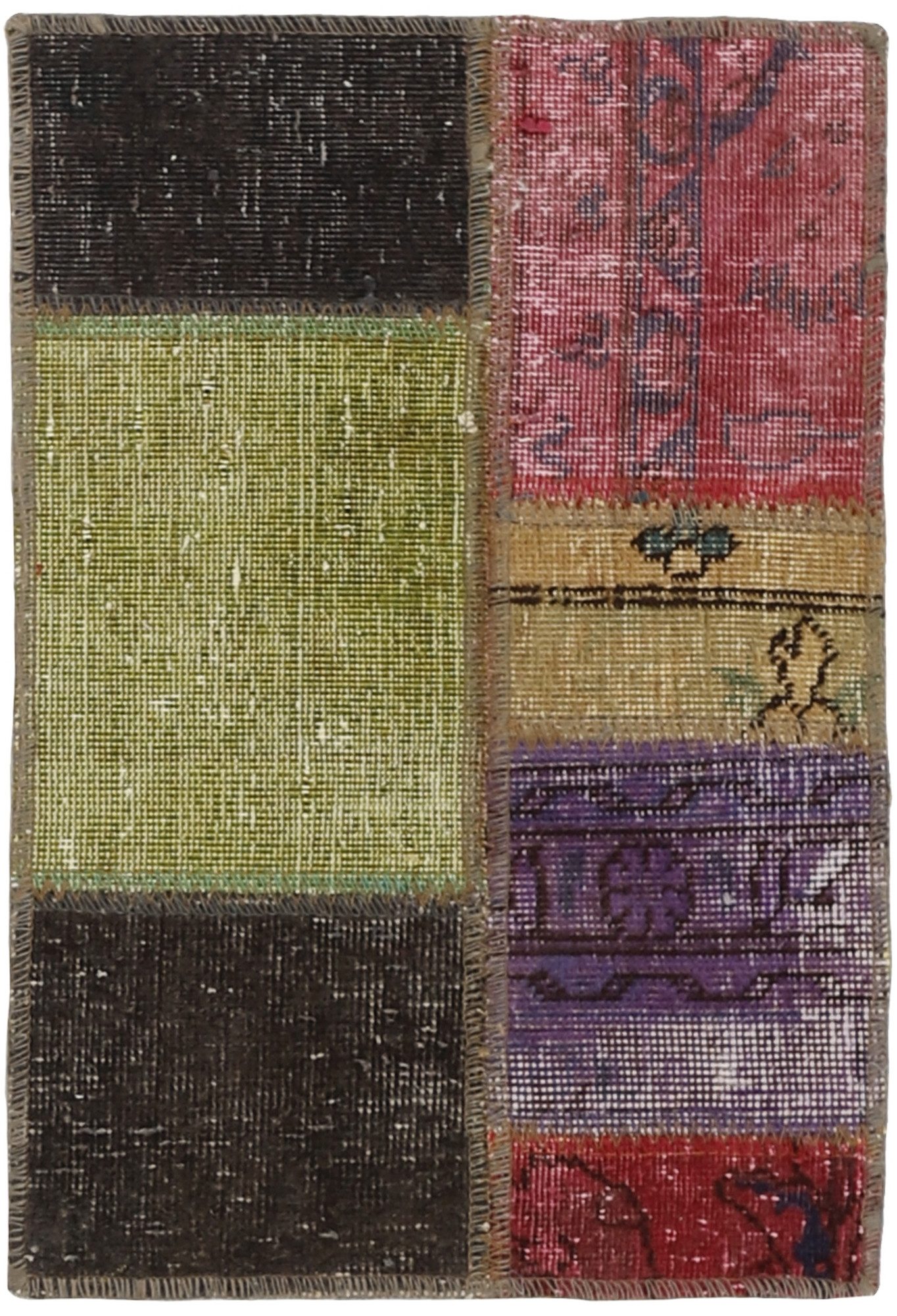 Wohnando Teppich MY-RUG Vintage Patch Work Floral & Ornamentiert 60x40cm, Rechteckig, Höhe: 10 mm, Handgeknüpfter Teppich,Handgesponnene Wolle, mit Naturfarben gegärbt